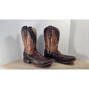 Corral Men's Embroidery & Overlay Ostrich Rodeo Western Boots Size 9.5 D
